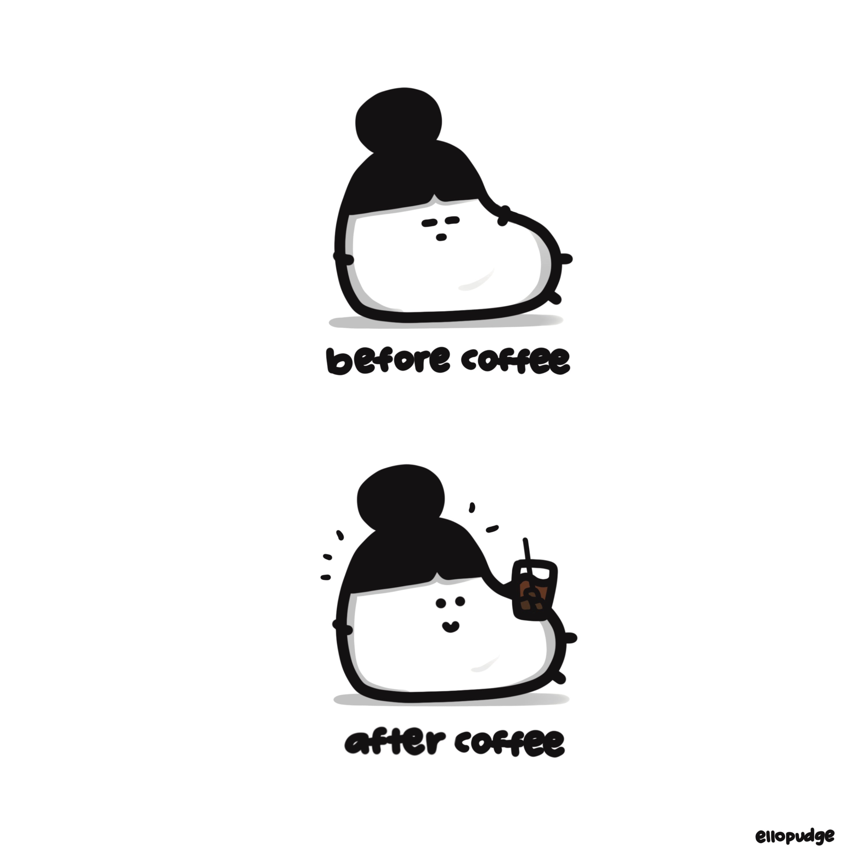 'before & after coffee' print