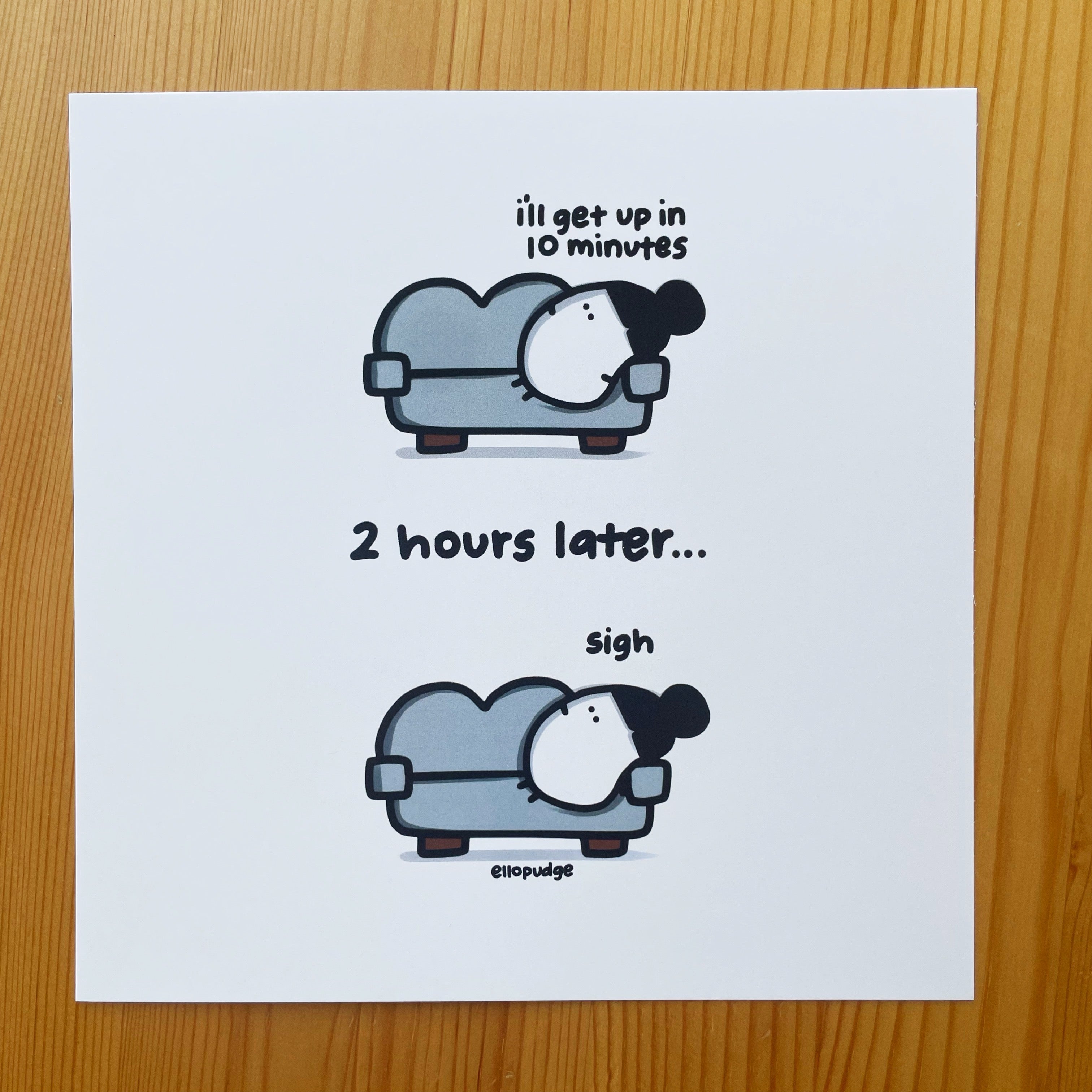'i'll get up later' print
